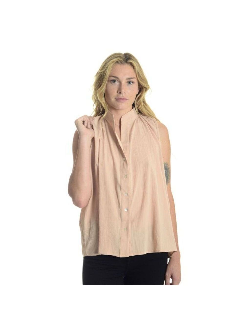 Bishop & Young Sleeveless Crepe Blouse Blush S